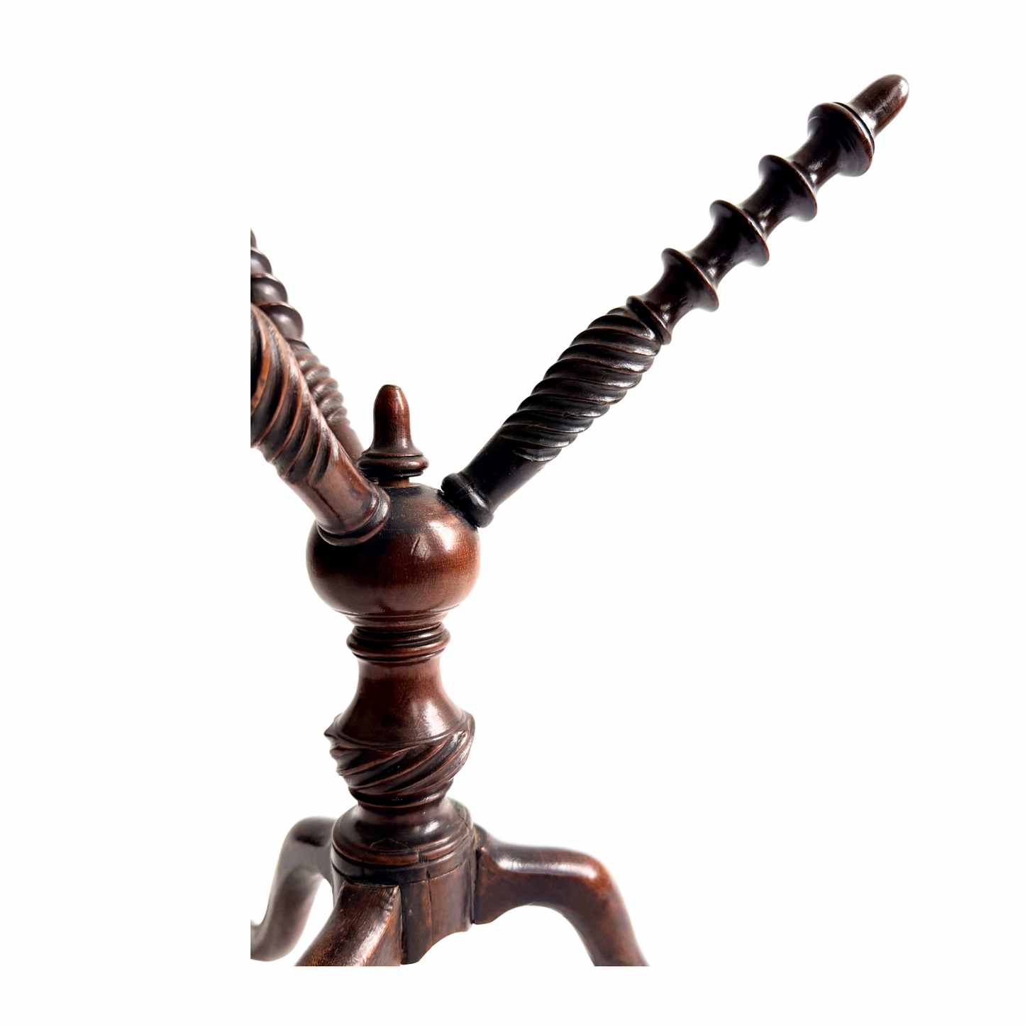 Antique English treen revolving mahogany cat