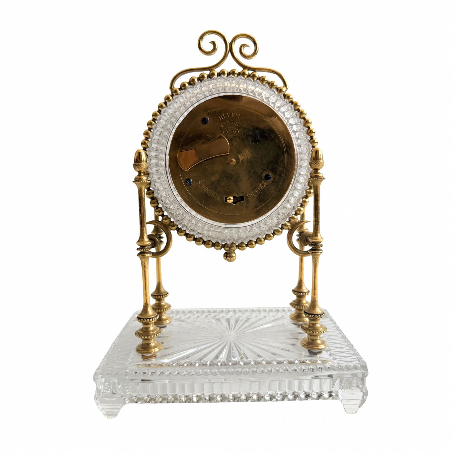 French crystal and gilt brass desk clock