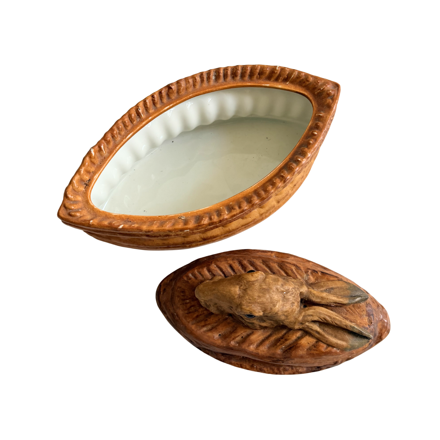 French Pillivuyt Porcelain Trompe L'oeil Rabbit Pate Tureen