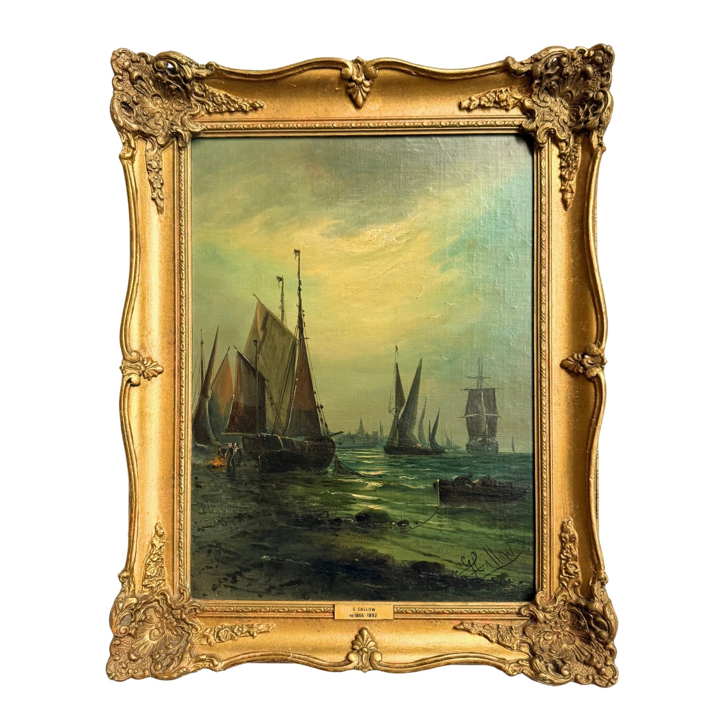 Pair of George Callow 19th Century Marine Oil Paintings - Morning & Evening