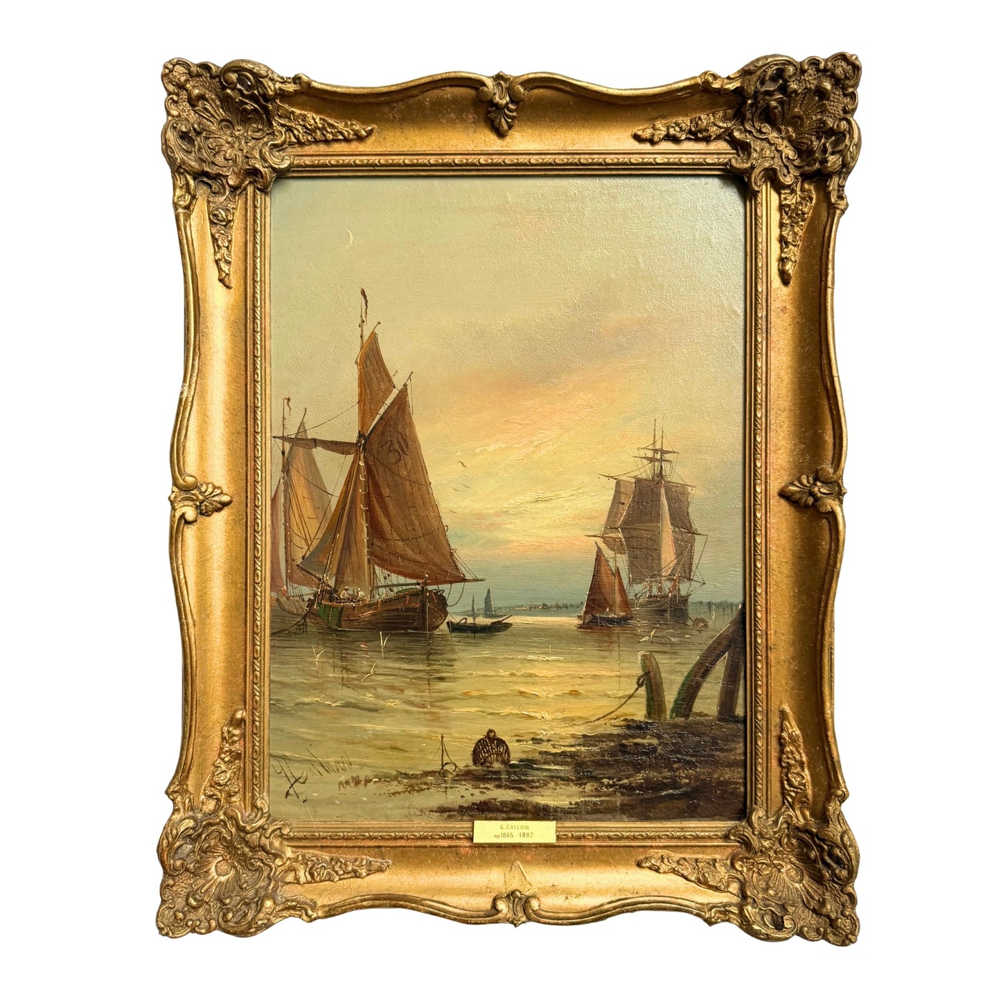 Pair of George Callow 19th Century Marine Oil Paintings - Morning & Evening