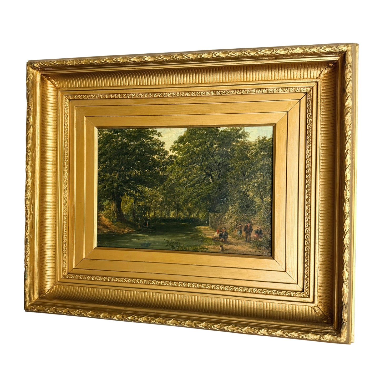 Henry Jutsum (1816-1869), Wooded River Landscape with Figures