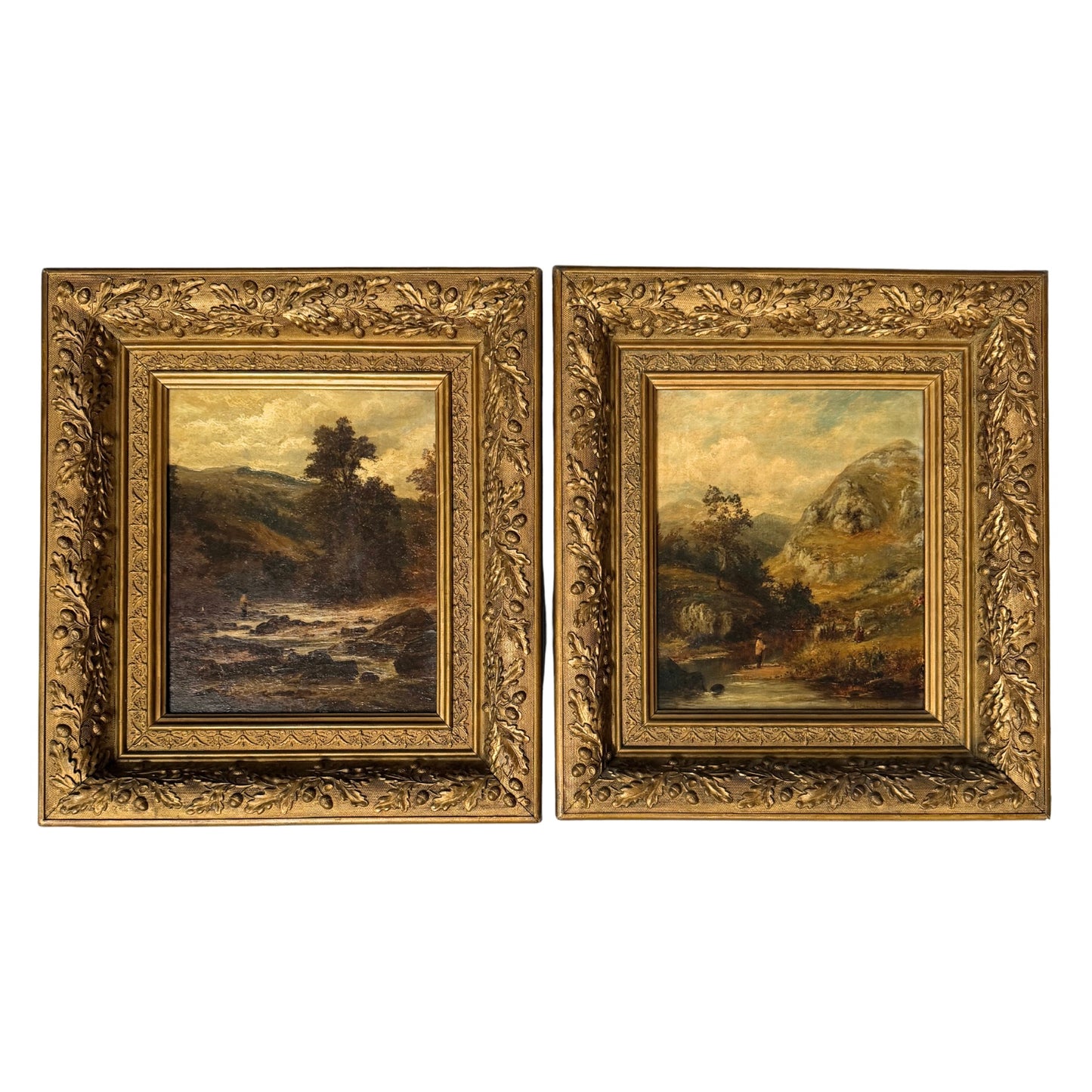 Pair of 19th Century River Landscapes with Anglers by William Joseph King.