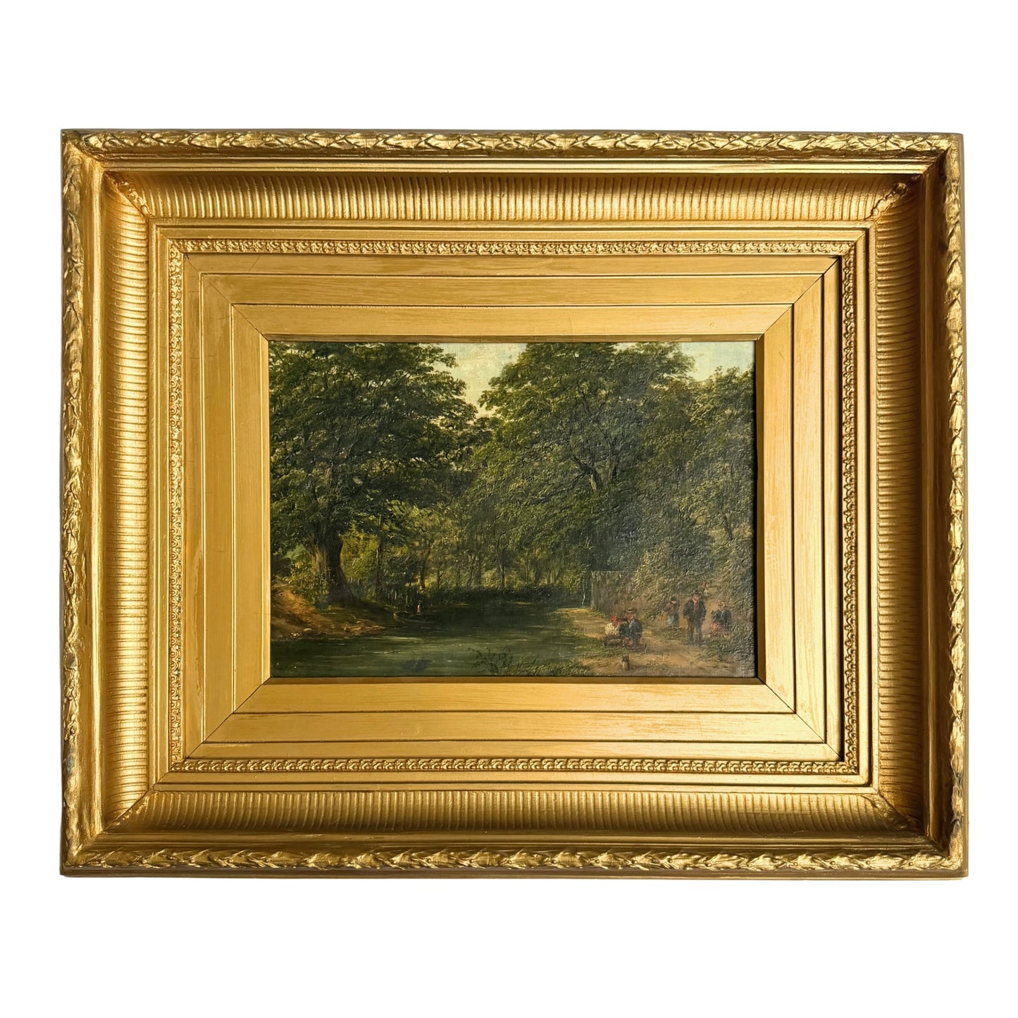 Henry Jutsum (1816-1869), Wooded River Landscape with Figures