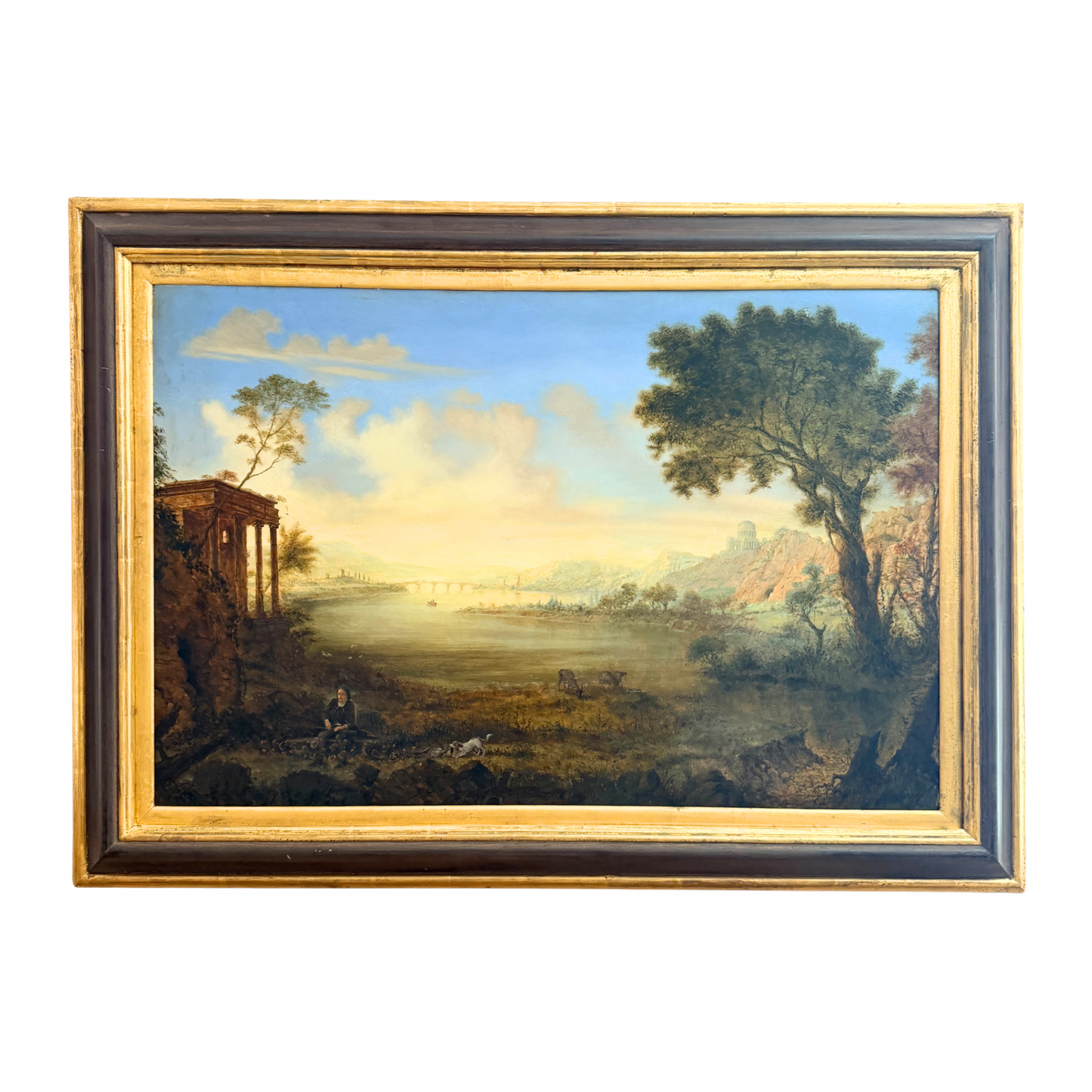 19th century Italian capriccio oil painting on canvas