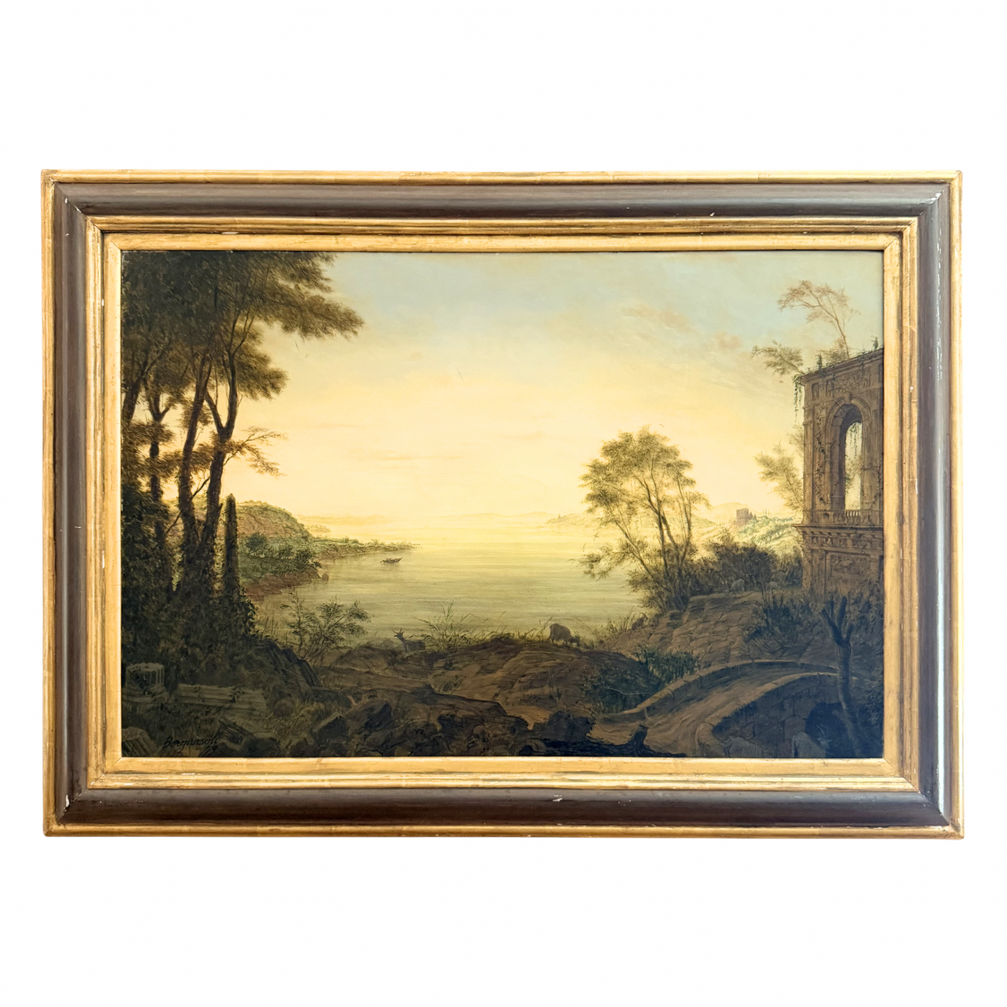 19th century Italian capriccio oil painting on canvas