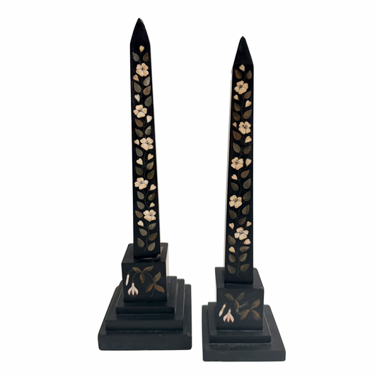 Pair of Victorian Ashford Marble Obelisks