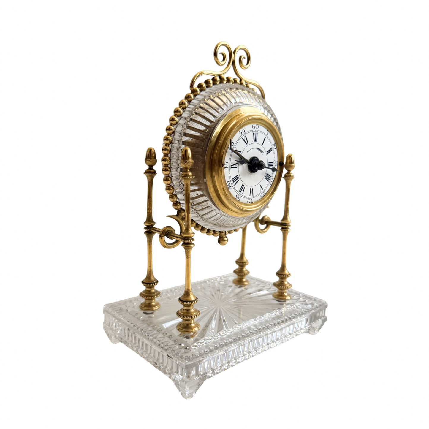 French crystal and gilt brass desk clock