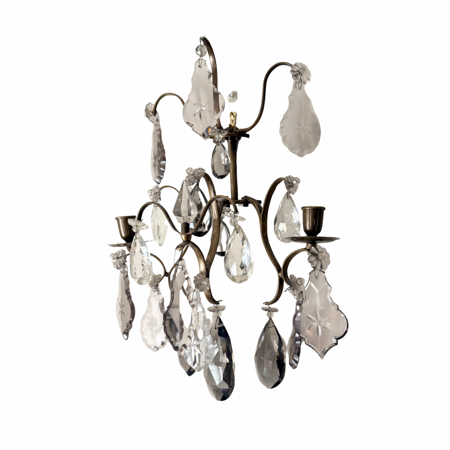 Crystal and brass wall sconces (pair)