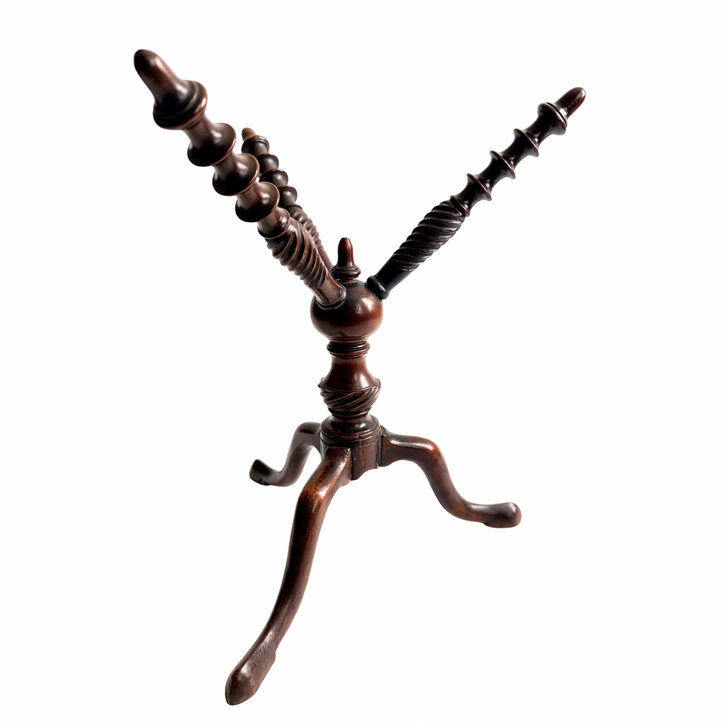 Antique English treen revolving mahogany cat