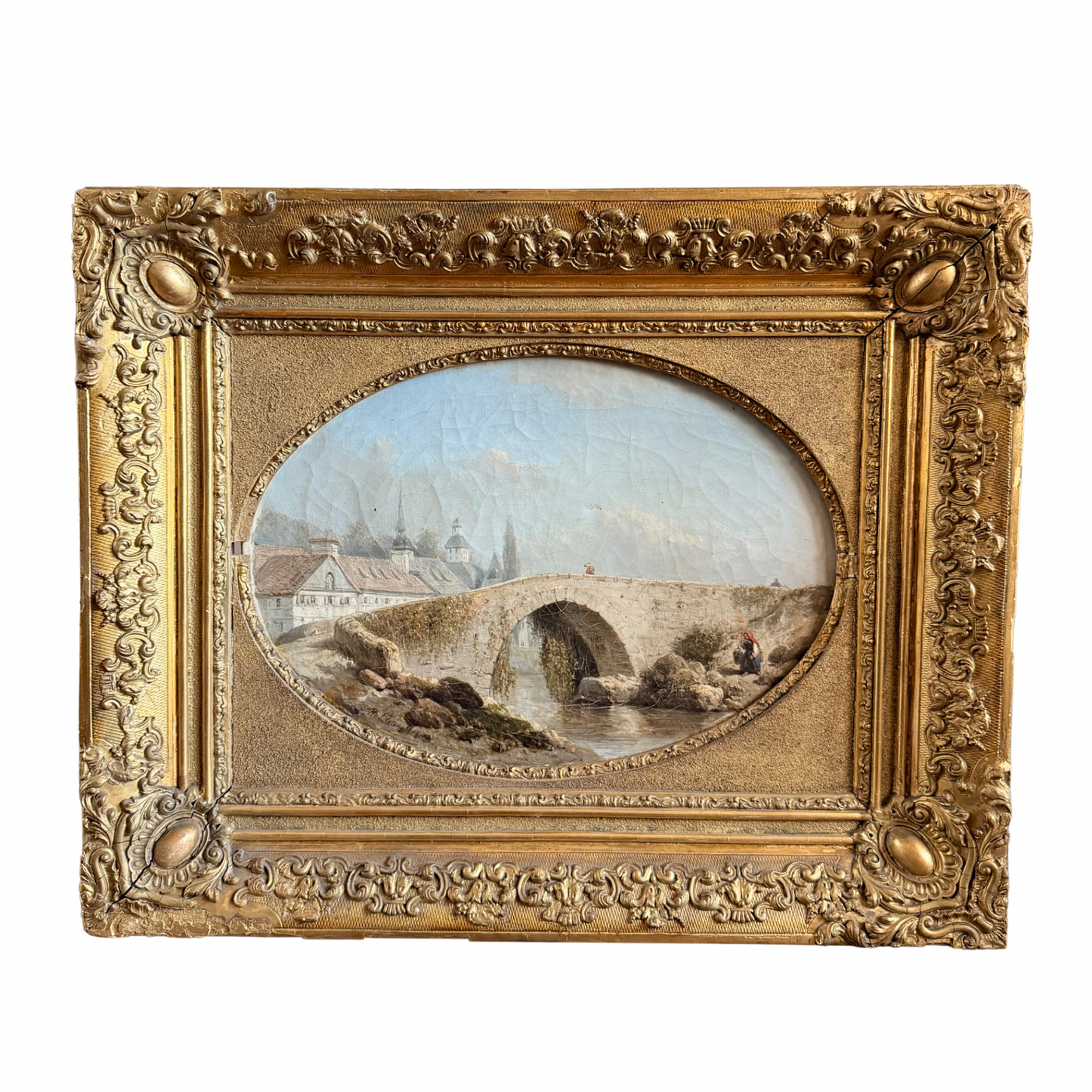 French 19th century oil painting on canvas by Henri Place (1812-1880)