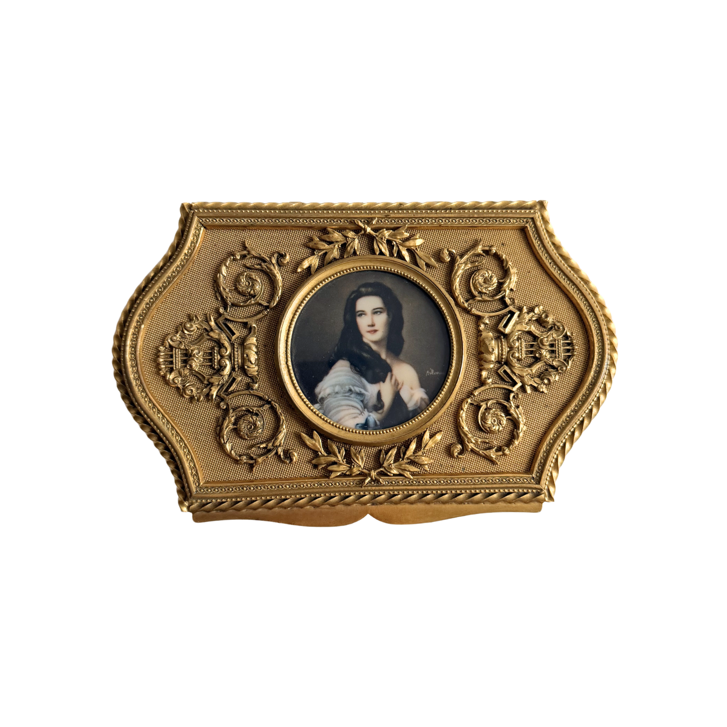 French antique gilt bronze jewelry casket