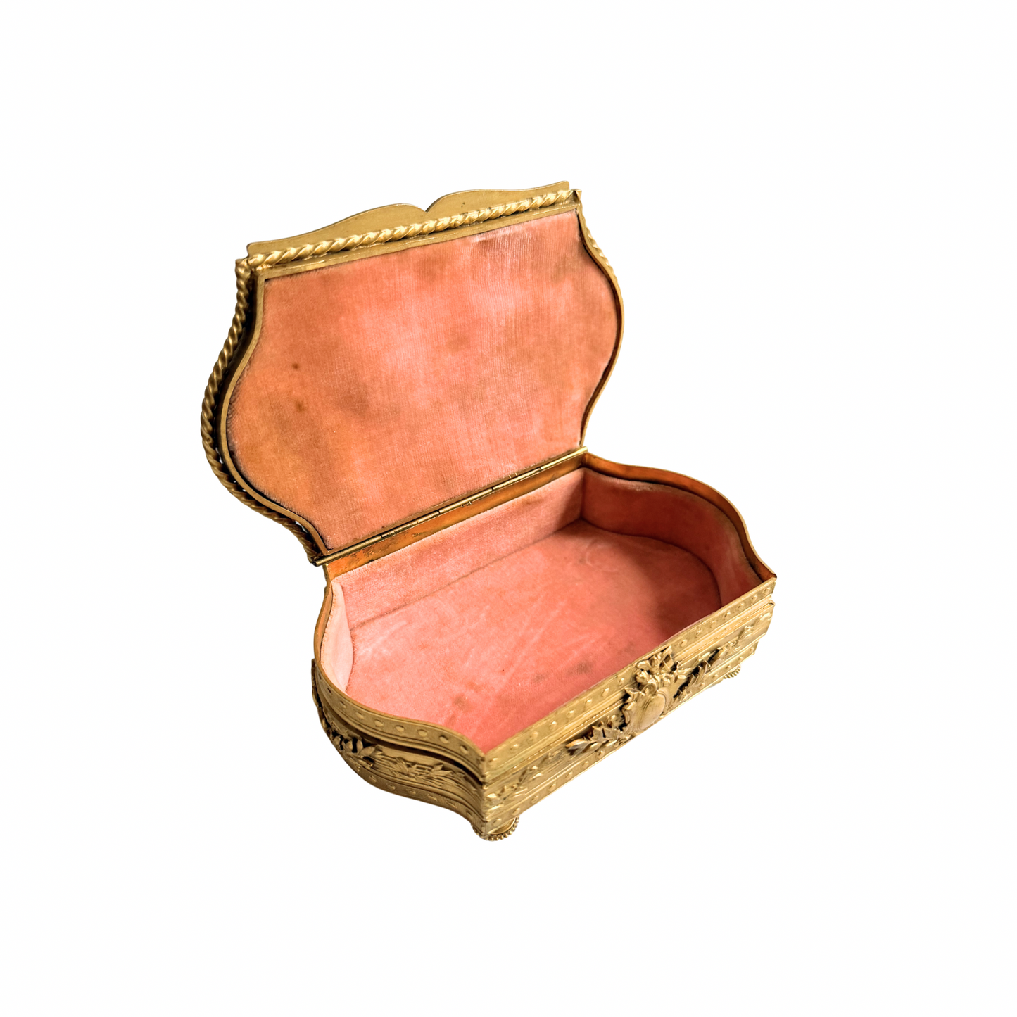 French antique gilt bronze jewelry casket