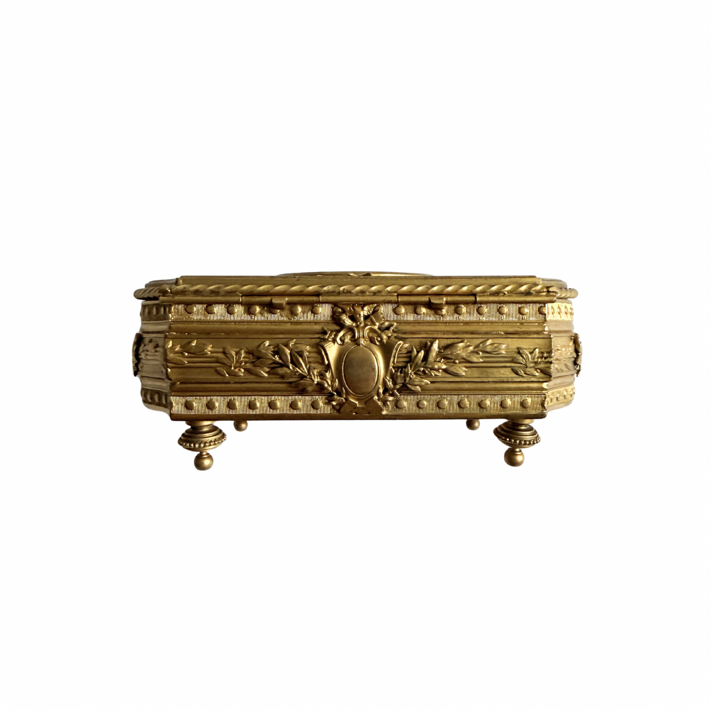 French antique gilt bronze jewelry casket