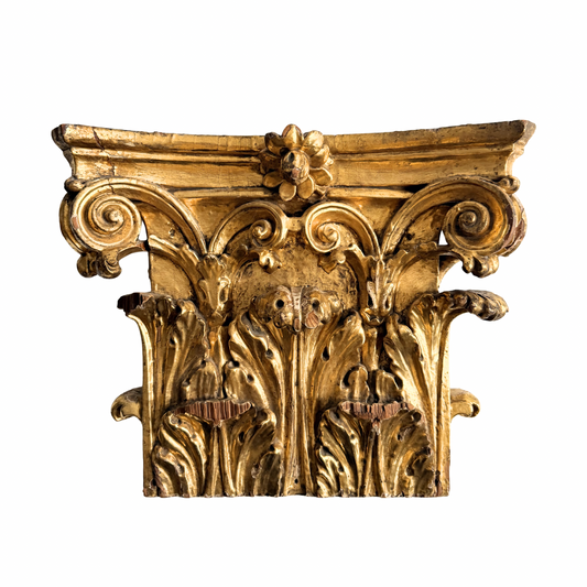 19th century giltwood corinthian capital fragment
