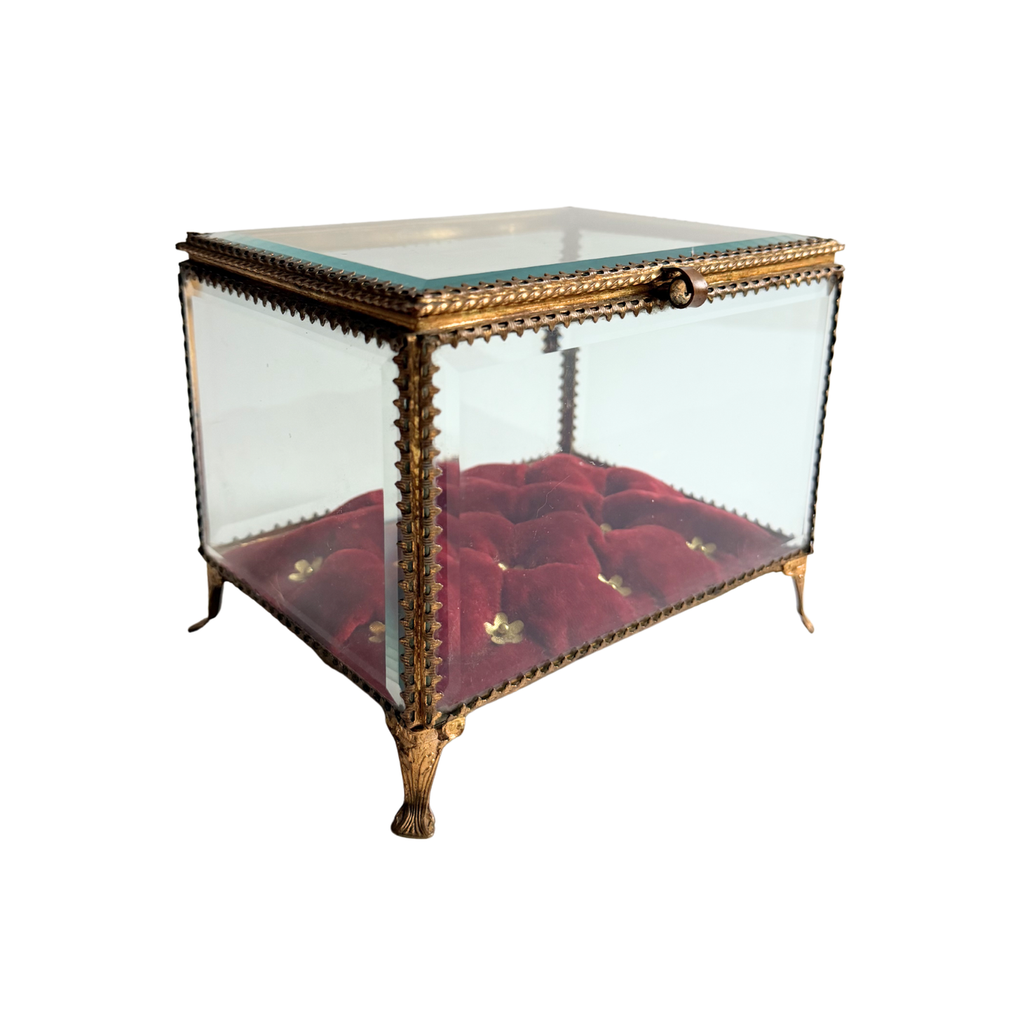 Antique French glass display box/Boite de Mariage