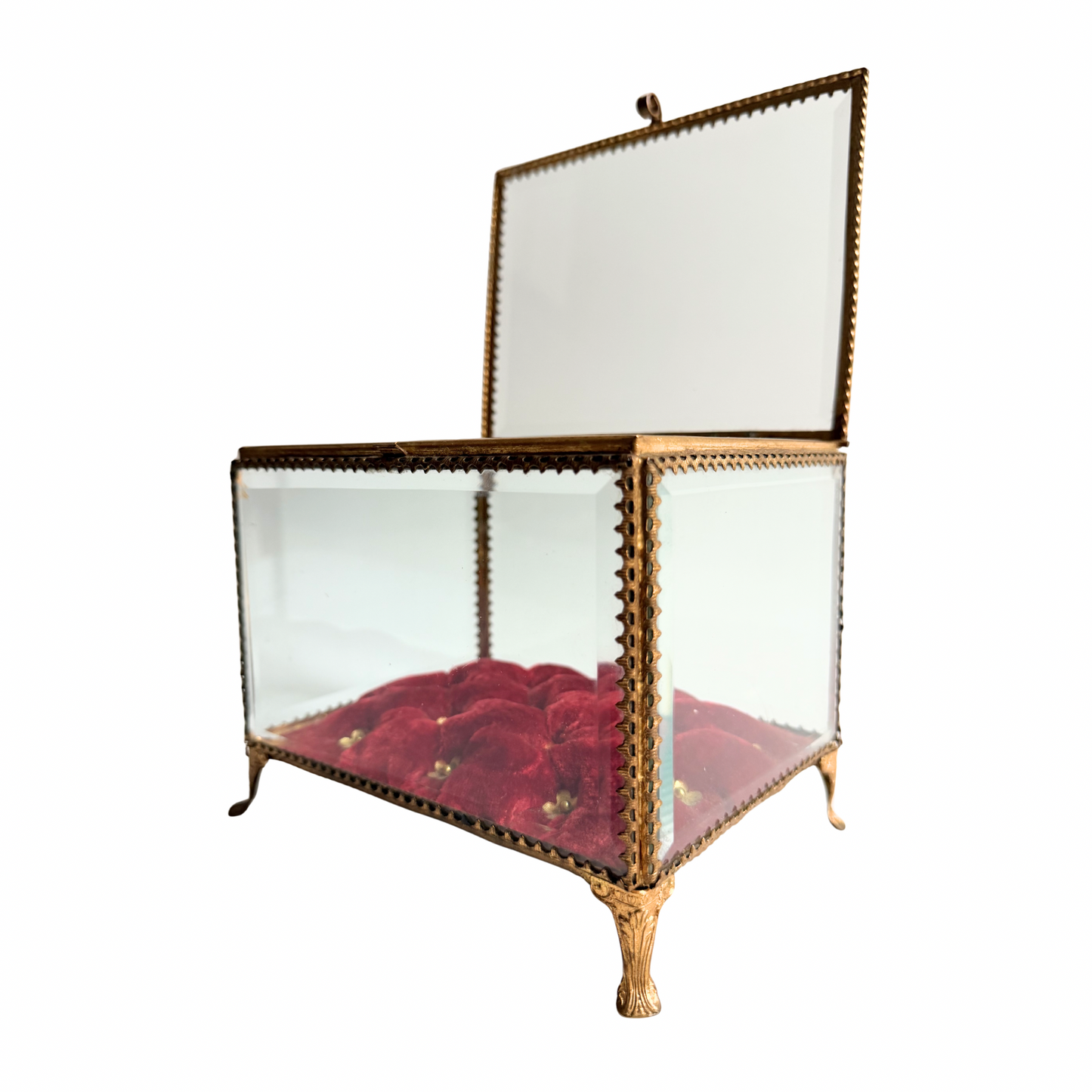 Antique French glass display box/Boite de Mariage