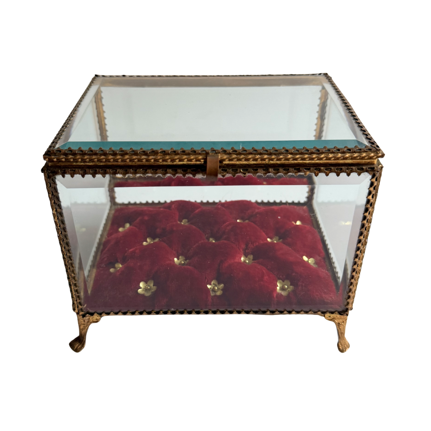 Antique French glass display box/Boite de Mariage