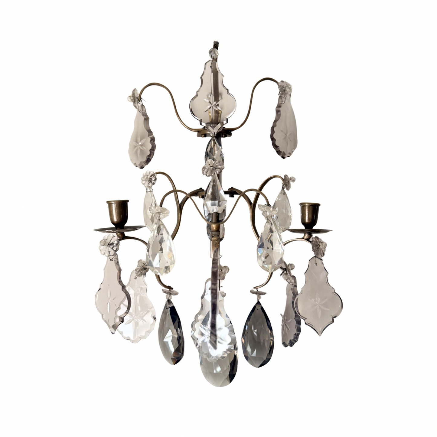Crystal and brass wall sconces (pair)