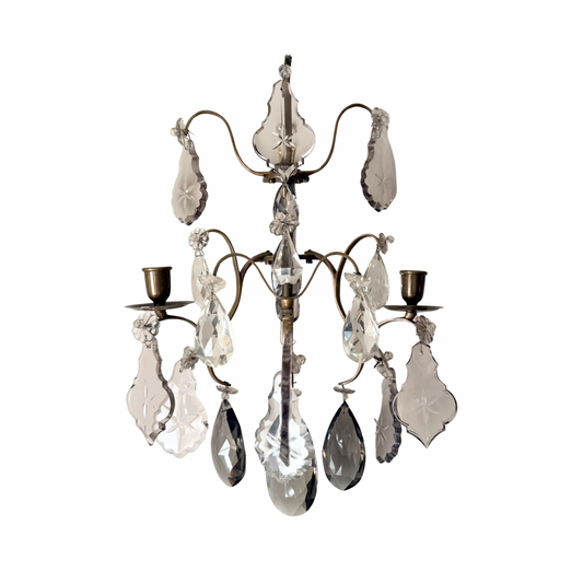 Crystal and brass wall sconces (pair)