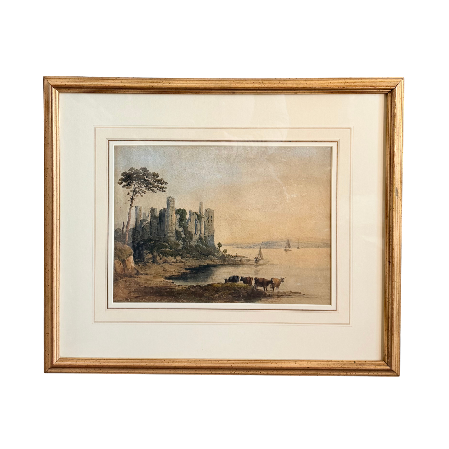 19th century British watercolor painting on paper