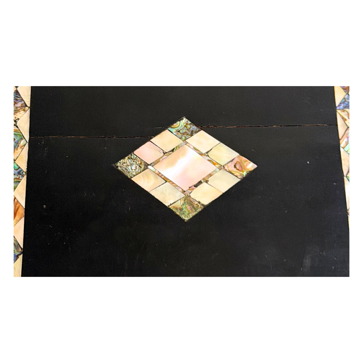 Antique English writing slope with mother of pearl and abalone inlay