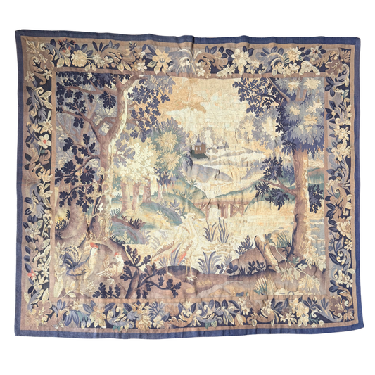 18th Century French Verdure Tapestry – Pastoral Landscape – 5’11” x 7’4”