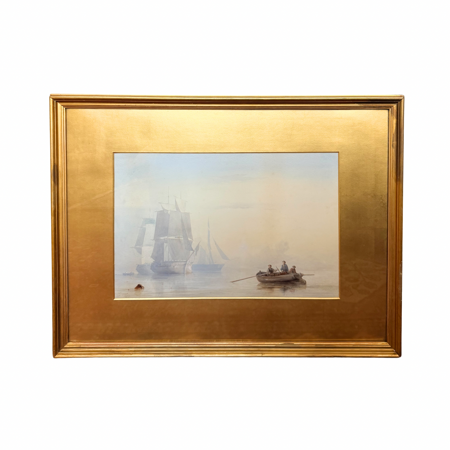 English 19th century watercolor seascape by J.F. Draper