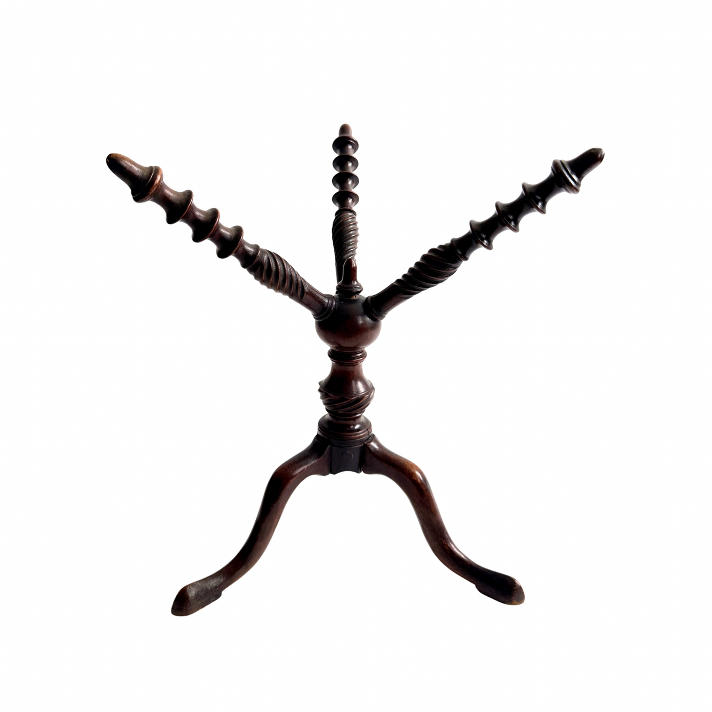 Antique English treen revolving mahogany cat