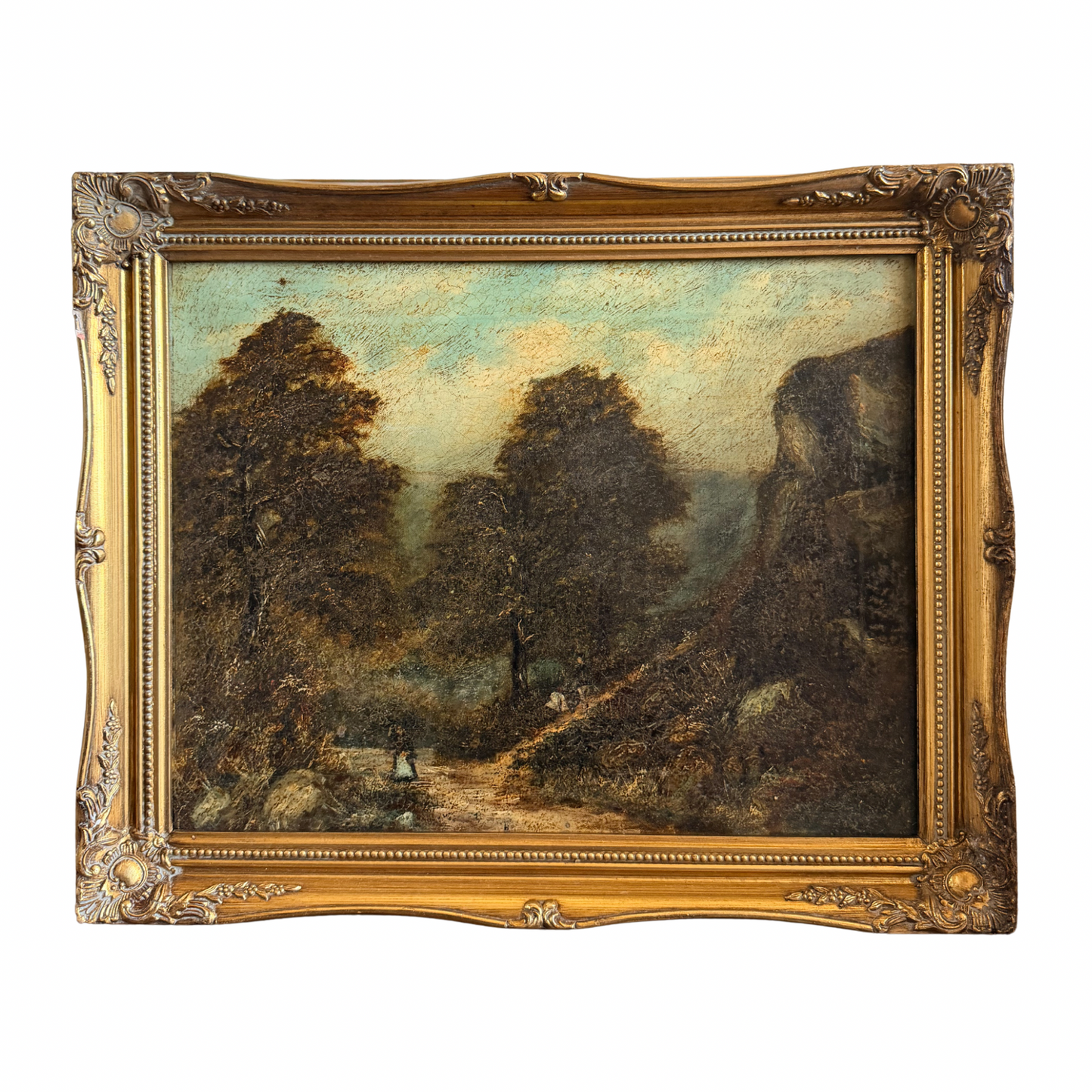 English 19th century landscape oil painting on canvas