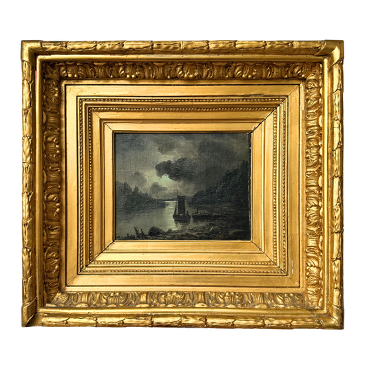 Niels Hans Christiansen 19th century Nocturnal Landscape Oil Painting