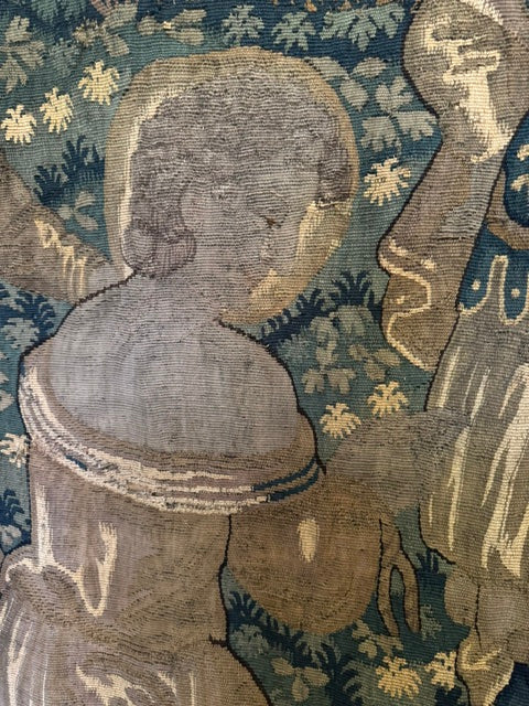 17th century handwoven Flemish tapestry fragment