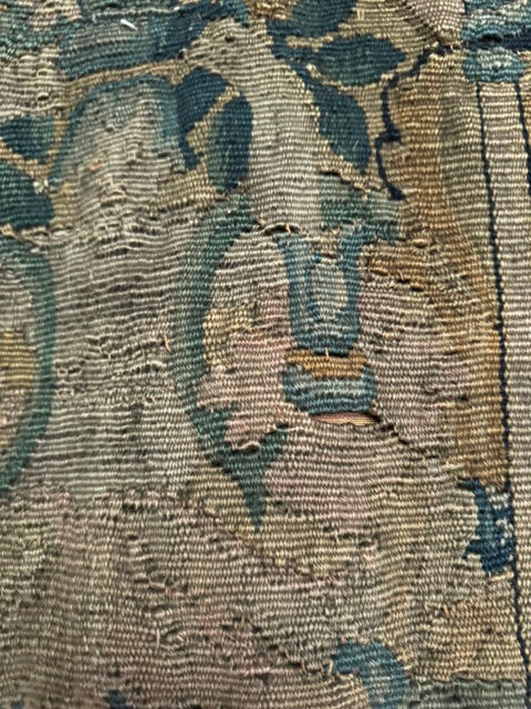 17th century handwoven Flemish tapestry fragment
